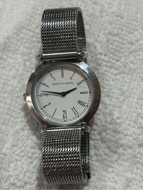 Tommy Hilfiger Silver Tone Mesh Bracelet Watch with Blue Hands